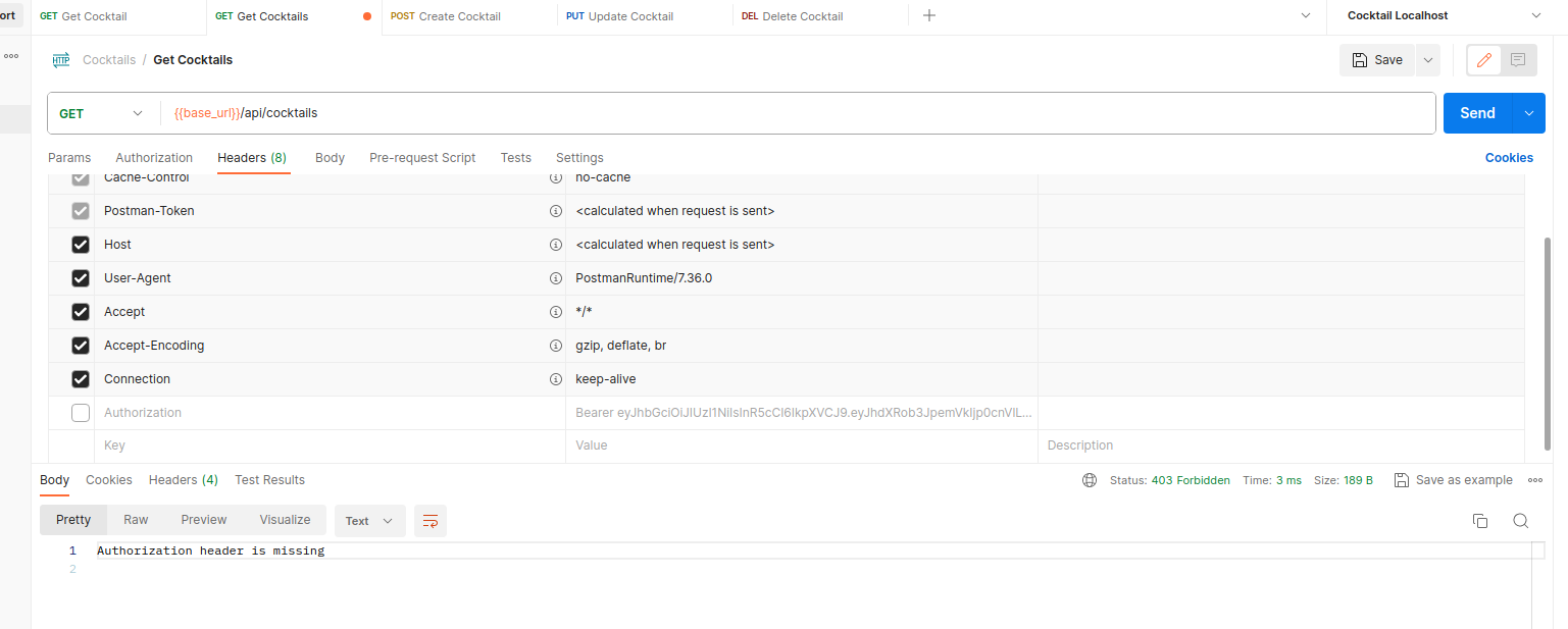 Authorization header is missing